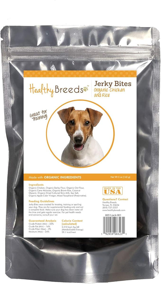 Healthy Breeds Jack Russell Terrier Jerky Bites Chicken & Rice Recipe Dog Treats 5 oz