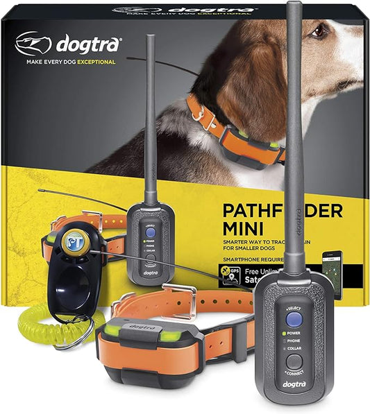 Dogtra Pathfinder Mini GPS Electronic Dog Training Collar for Small to Medium Dogs - 4-Mile range, 100 Levels Nick and Constant Stimulation, Tone, Waterproof, Expandable to 21 dogs, w/PetsTEK