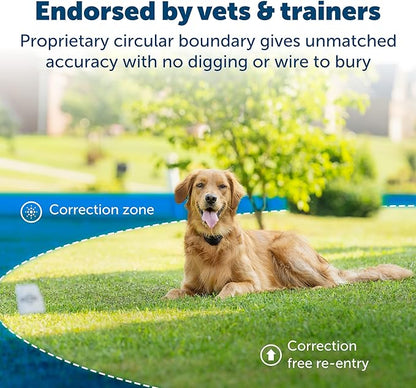 PetSafe Stay & Play Wireless Pet Fence & Replaceable Battery Collar - Circular Boundary Secures up to 3/4 Acre Yard, No-Dig, America's Safest Wireless Fence from Parent Company INVISIBLE FENCE Brand