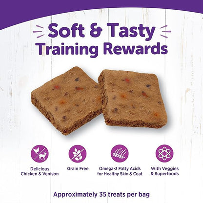 Wellness Rewarding Life Grain-Free Soft Dog Treats, Made in USA with Healthy Ingredients, Ideal for Training (Chicken & Venison Recipe, 6-Ounce Bag)