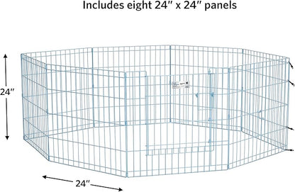 MidWest Homes for Pets Folding Metal Exercise Pen / Pet Playpen, Blue,24"W x 24"H, 1-Year Manufacturer's Warranty