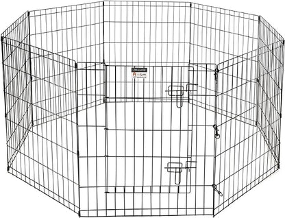 Dog Playpen - Foldable Metal Exercise Puppy Play Pen with 8 24x30in Panels - Indoor/Outdoor Pen with Door for Dogs, Cats or Small Animals by PETMAKER