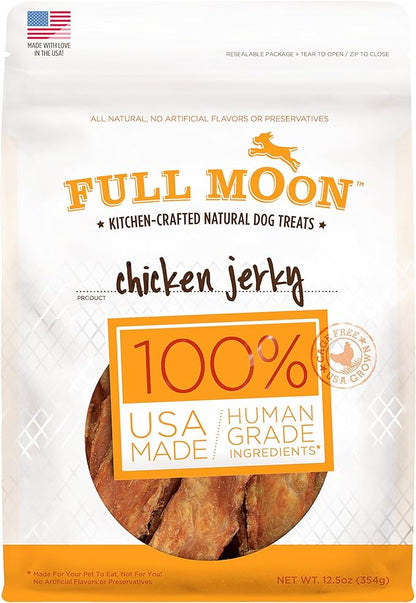 Full Moon All Natural Human Grade Dog Treats, Chicken Jerky, 12.5 Ounce