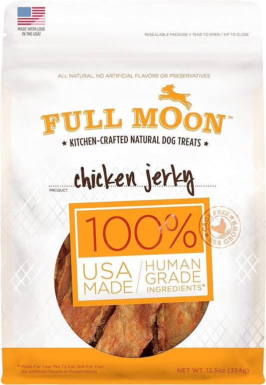 Full Moon All Natural Human Grade Dog Treats, Chicken Jerky, 12.5 Ounce