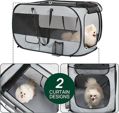 Love's cabin 36in Portable Upgrade Large Dog Bed - Pop Up Dog Kennel, Indoor Outdoor Crate for Pets, Portable Car Seat Kennel, Cat Bed Collection, Grey