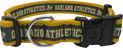 MLB Oakland Athletics Licensed PET COLLAR- Heavy-Duty, Strong, and Durable Dog Collar. Available in 29 Baseball Teams and 4 Sizes