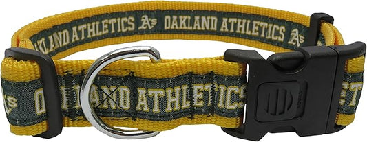 MLB Oakland Athletics Licensed PET COLLAR- Heavy-Duty, Strong, and Durable Dog Collar. Available in 29 Baseball Teams and 4 Sizes
