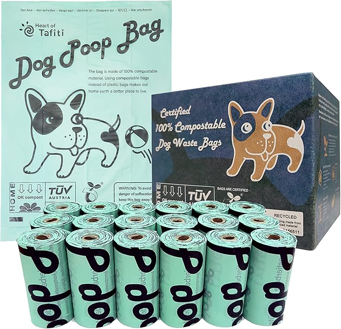 Home Compostable Dog Poop Bags, 180 Counts Unscented, Biodegradable Doggy Poop Bags Refills, Plant-Based Pet Waste Bags, Extra Thick & Leak Proof