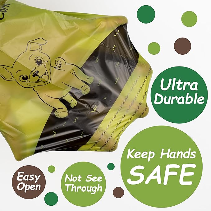 GREENER WALKER Poop Bags for Dog Waste, 1080 Doggy Waste Bags Extra Thick Strong 100% Leak-Proof (Green)