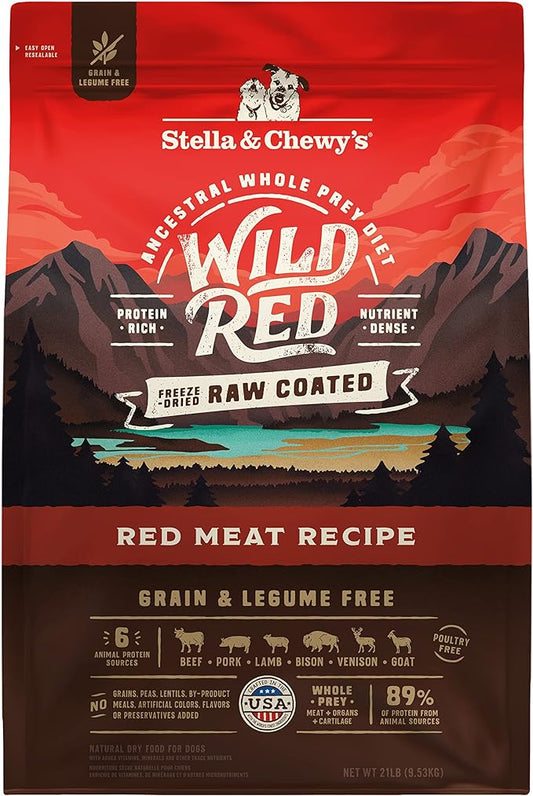 Stella & Chewy's Wild Red Dry Dog Food Raw Coated High Protein Grain & Legume Free Red Meat Recipe, 21 lb. Bag