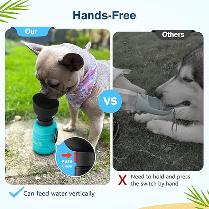 Pecute Dog Water Bottle Portable, 29oz Dog Foldable Water Bottle with Folding Bowl, Carabiner Clip, 5 Levels Capacity, 100% Food Grade Silicone, Dog Water Bottle for Outdoor Walking, Hiking, Travel