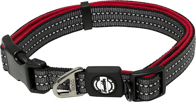 Nylon Dog Collar – Reflective – Franklin Pet Supply Co™ – Comfort Fit – Neoprene – Adjustable – Large – Red
