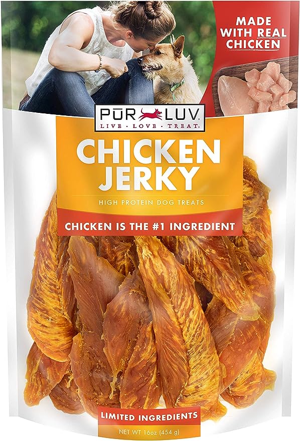 Dog Treats, Chicken Jerky for Dogs, Made with 100% Real Chicken Breast, 16 Ounces, Healthy, Easily Digestible, Long-Lasting, High Protein Dog Treat, Satisfies Dog's Urge to Chew