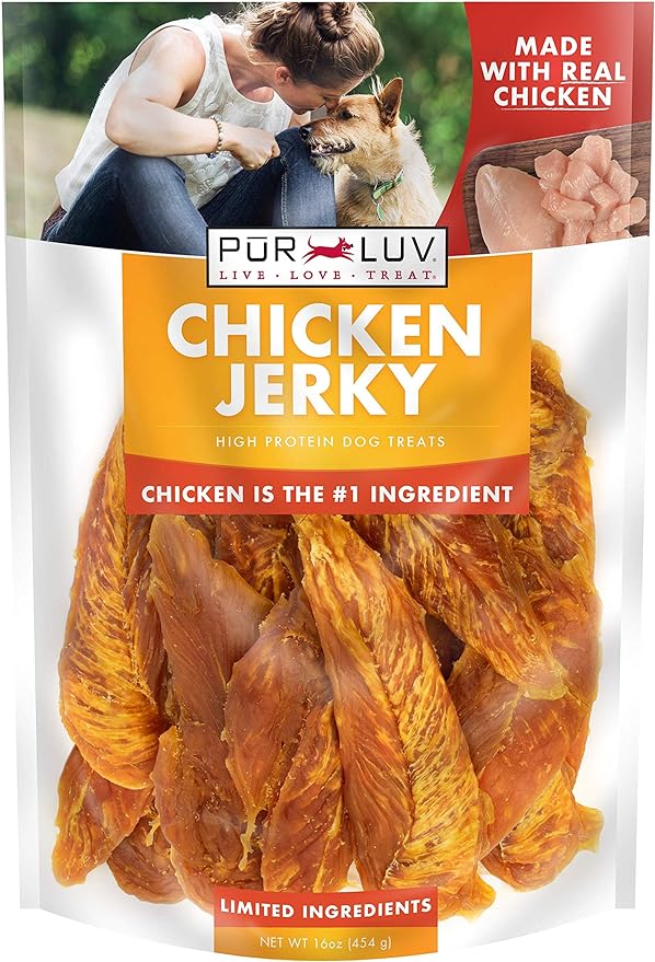Dog Treats, Chicken Jerky for Dogs, Made with 100% Real Chicken Breast, 16 Ounces, Healthy, Easily Digestible, Long-Lasting, High Protein Dog Treat, Satisfies Dog's Urge to Chew