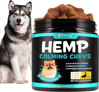 Hemp Calming Chews for Dogs 110 Count, Dog Calming Treats, Helps with Dog Anxiety, Separation, Barking, Stress Relief, Melatonin for Dogs, Sleep Calming Aid, for All Breeds & Sizes