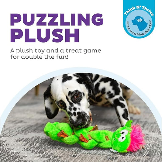 Outward Hound Nina Ottosson Twistiez Interactive Plush Dog Puzzle Dog Enrichment Toys Dog Treat Puzzle, Plush, Small, Green