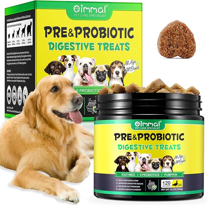 Probiotic Chews for Dogs (Duck 120PCS), Probiotics for Dogs with Digestive Enzymes, Dog Probiotics for Yeast, Itchy Skin, Anti Diarrhea, Gut Digestive Health, Allergy & Immune Support, 10.6oz (300G)