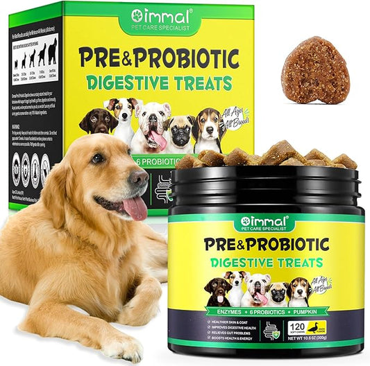 Probiotic Chews for Dogs (Duck 120PCS), Probiotics for Dogs with Digestive Enzymes, Dog Probiotics for Yeast, Itchy Skin, Anti Diarrhea, Gut Digestive Health, Allergy & Immune Support, 10.6oz (300G)