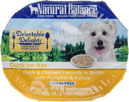 Natural Balance Delectable Delights Grain Free Duck'En-Itas Duck & Chicken Adult Dog Food, 2.75 oz., Case of 24