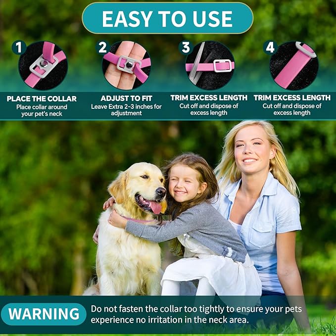 4 Pack Flea Collar for Dogs, Dog Flea and Tick Collar 8 Months Flea and Tick Treatment Prevention for Dogs, Waterproof Adjustable Dog Flea Collar Natural Tick and Flea Collar for Dogs (4Colors)