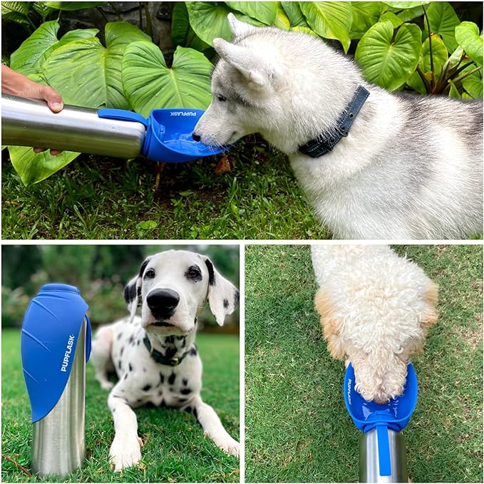 PupFlask Large Dog Water Bottle | 27 or 40 OZ Stainless Steel | Convenient Dog Water Dispenser | Puppy Travel Water Bowl | Portable Pet Water Bottle | Leak Proof Bottle Perfect Size For All Dog Breeds