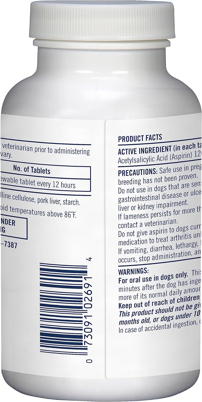 PetArmor Aspirin for Small Dogs, Fast Acting Anti-Inflammatory and Pain Relief For Dogs, Vet-Quality Joint Support and Pain Meds for Dogs, 75 Liver Flavored Tablets