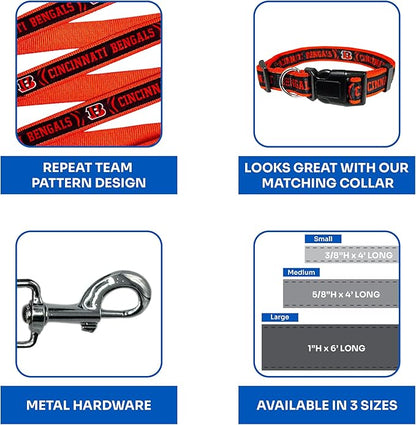 NFL PET Leash Cincinnati Bengals Dog Leash, Medium Football Team Leash for Dogs & Cats. A Shiny & Colorful Cat Leash & Dog Leash Licensed by The NFL