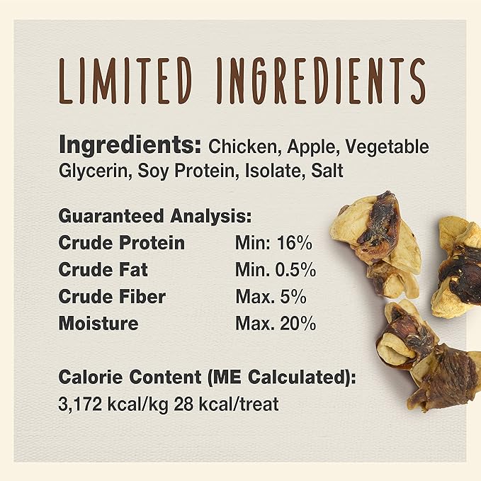Cadet Gourmet Chicken & Apple Wrapped Dog Treats Wraps - Healthy & Natural Chicken & Apple Dog Training Treats for Small & Large Dogs - Inspected & Tested in USA (3 oz.)