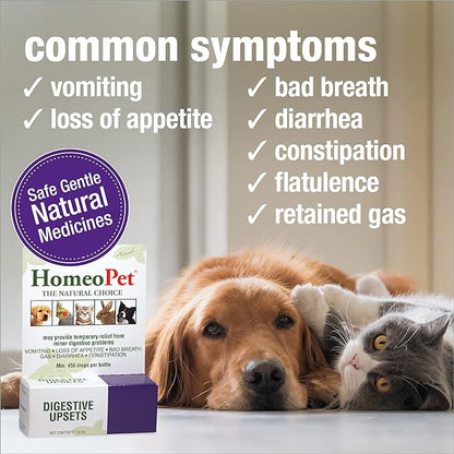 HomeoPet Digestive Upsets, Natural Pet Digestive Support, Digestive Supplement for Dogs, Cats, and Small Pets, 15 Milliliters