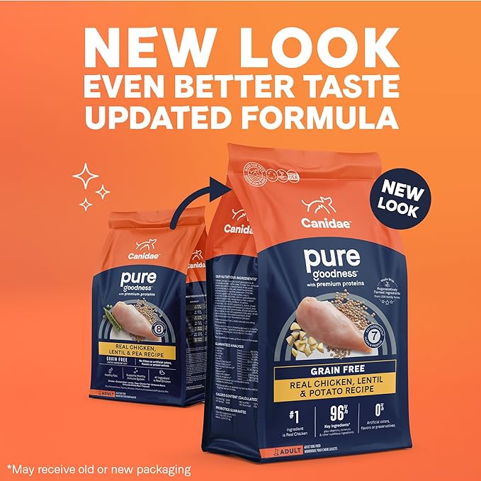 Canidae Pure Limited Ingredient Premium Adult Dry Dog Food, Real Chicken, Lentil & Potato Recipe, 22 lbs, Grain Free