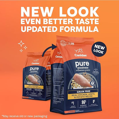 Canidae Pure Limited Ingredient Premium Adult Dry Dog Food, Real Chicken, Lentil & Potato Recipe, 22 lbs, Grain Free