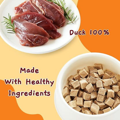 Jungle Calling Freeze Dried Dog and Cat Treats - High Protein, Low Fat, Made with a Single Ingredient - Perfect for Training and Snacking, 2.8 oz (Duck Cube)