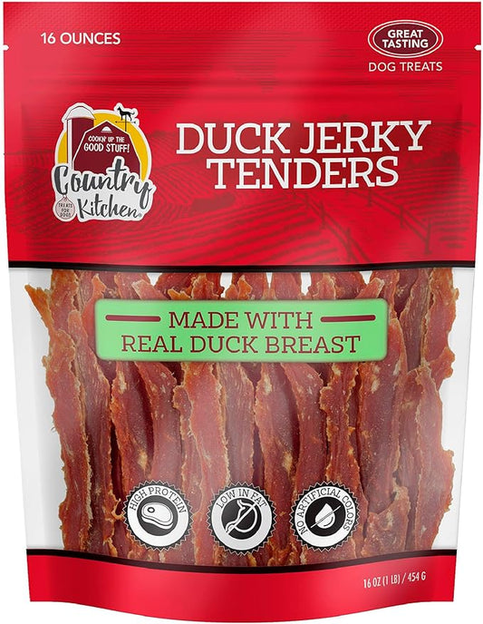 Country Kitchen Duck Jerky Tender Dog Treats, High Protein, Low Fat, No Artificial Colors, 16 oz