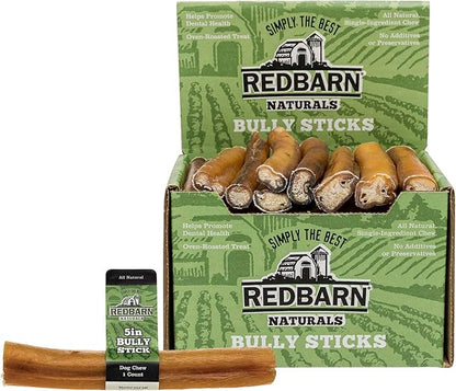 Redbarn Straight 5" Bully Sticks - Long Lasting Dog Chew | All Natural & Odorless Bully Bones (1-Count)