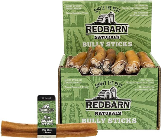 Redbarn Straight 5" Bully Sticks - Long Lasting Dog Chew | All Natural Bully Bones (50-Count)