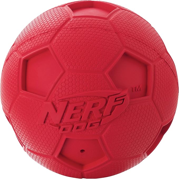 Nerf Dog 2.5in Soccer Squeak Ball - Red, Dog Toy