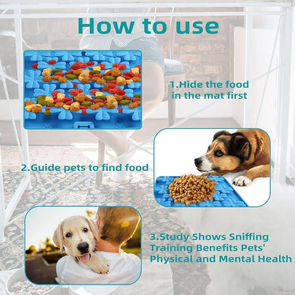 Lick Mat for Dogs Cats, Slow Feeder Pad, Dog Lick Mat, Food-Grade Silicone Treat Pad, Dry Wet Food Mat, Smell Training Slow Eating for Dogs and Cats, Boredom Anxiety Relief