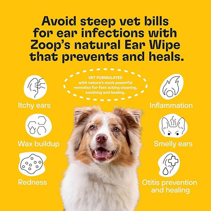 WATERLESS SHAMPOO WIPES for PAWS and SPOT CLEANING, CLEAN, DEODORIZE and SOOTHE SNOUT, WRINKLES, FACE for PETS, 60 CT