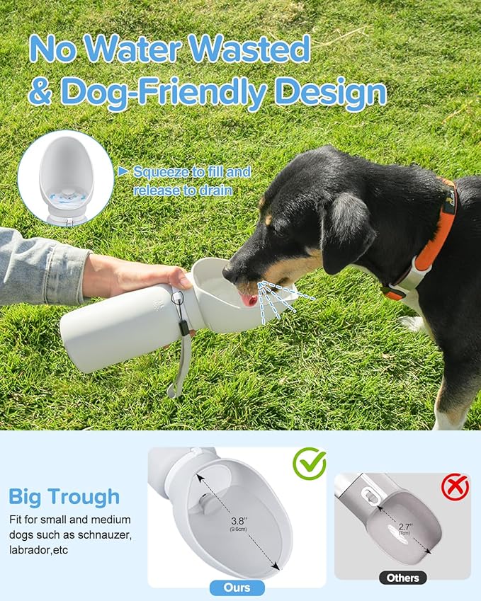 Dog Water Bottle,Leak Proof Portable Travel Pet Water Bottle, Foldable Lightweight Dog Water Dispenser Drinking Bowl for Dogs,Puppy,Pets, On The Go for Outdoor Walking,Hiking,Travel (19oz)
