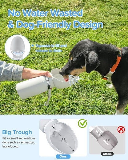 Dog Water Bottle,Leak Proof Portable Travel Pet Water Bottle, Foldable Lightweight Dog Water Dispenser Drinking Bowl for Dogs,Puppy,Pets, On The Go for Outdoor Walking,Hiking,Travel (19oz)