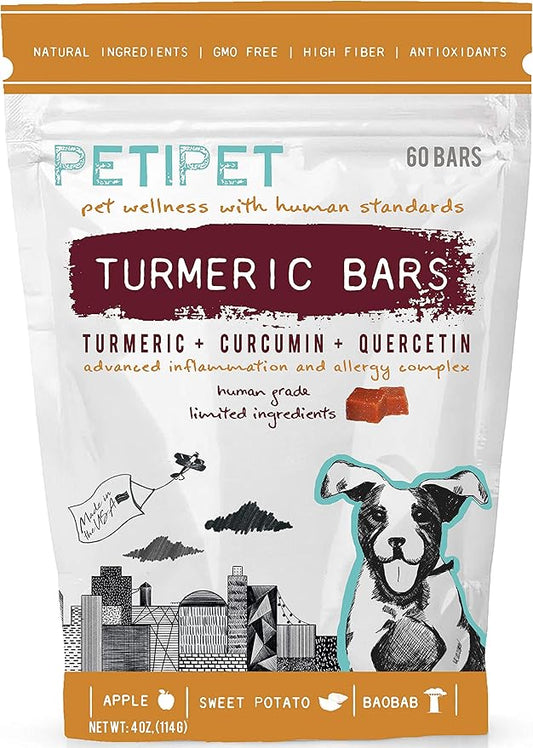 Vegan Organic Turmeric, Curcumin, Quercetin Plant Based Soft Chews for Seasonal Allergies, Itch, Skin Hot Spots, Immune & Digestive Health (60 Count)
