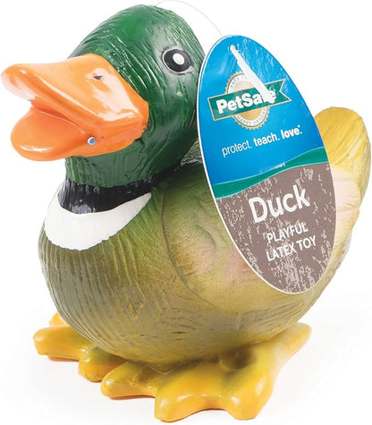 PetSafe Busy Buddy Latex Squeeze Meeze Raccoon, Fun Squeeze Dog Toy with Squeaker - Duck
