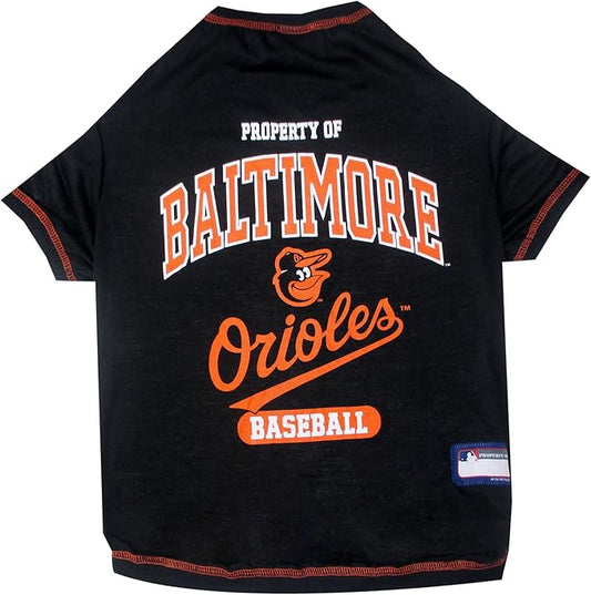 MLB Baltimore Orioles Dog T-Shirt, Medium. - Licensed Shirt for Pets Team Colored with Team Logos. - Premium Stretchable Materials for The Comfort of Your Dog & cat.