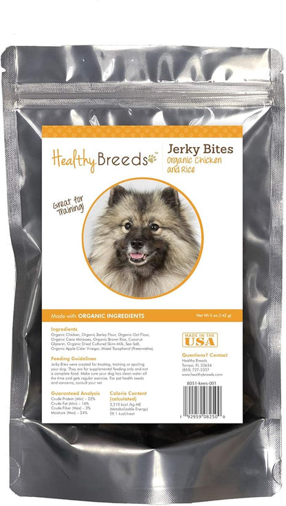 Healthy Breeds Keeshonden Jerky Bites Chicken & Rice Recipe Dog Treats 5 oz