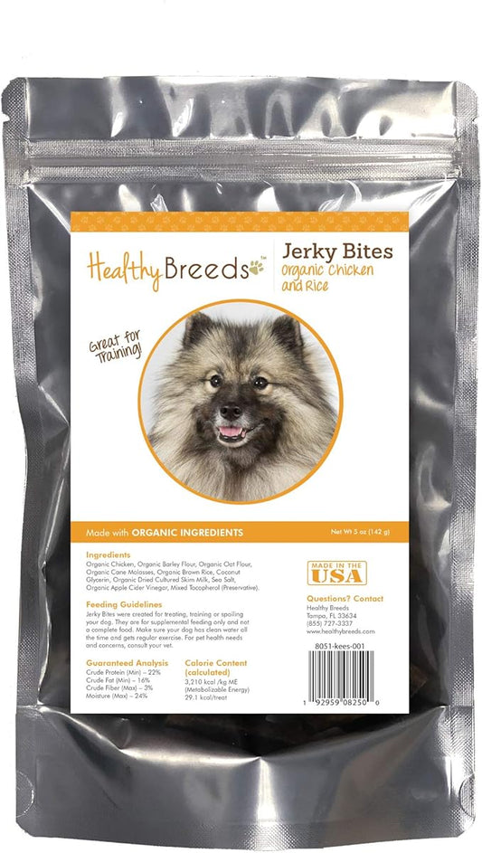 Healthy Breeds Keeshonden Jerky Bites Chicken & Rice Recipe Dog Treats 5 oz