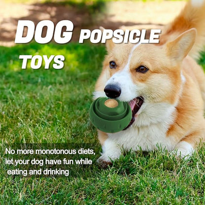 Freezable Fillable Dog Toys: Long-Lasting Rubber Dog Chew Toy with Silicone Treat Tray, Distracts Your Pup from Boredom, Reusable & Dishwasher Safe, for Large Dogs 25lbs+, Green