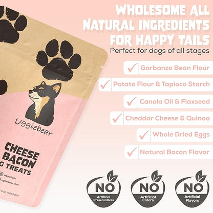All Natural, Made in The USA, and Grain Free Dog Treats, Cheese & Bacon Flavor, Low Calorie, 100% Recycled Packaging