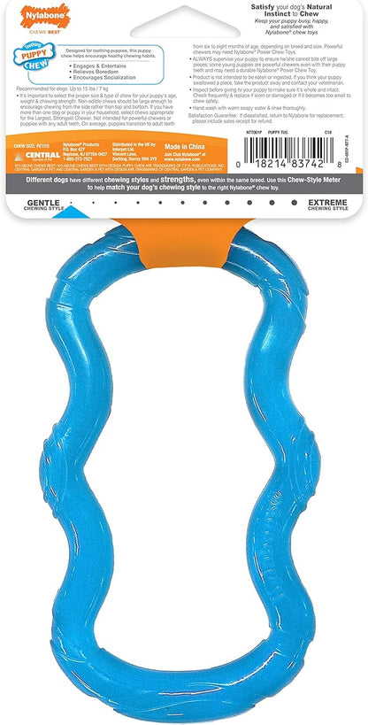 Nylabone Teethe 'n' Tug Puppy Chew Toy for Teething - Puppy Supplies - Blue, X-Small/Petite (1 Count)