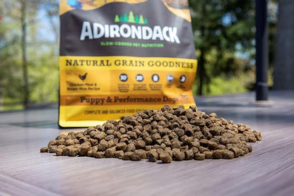 Adirondack Pet Food Adirondack Puppy Food for Puppies and Performance Dogs Made in USA [Natural Dog Food for All Breeds and Sizes], Chicken Meal & Brown Rice Recipe, 25 lb. Bag, Model Number: 00802