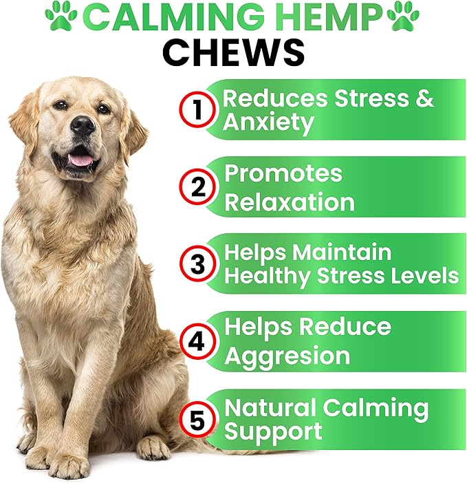 Hemp Calming Chews for Dogs - Dog Calming Chews - 170 Anxiety Relief Treats - Hemp Oil - Dog Calming Treats - Sleep Calming Aid - Advanced Calming Health Joint Support Supplement - Separation, Barking